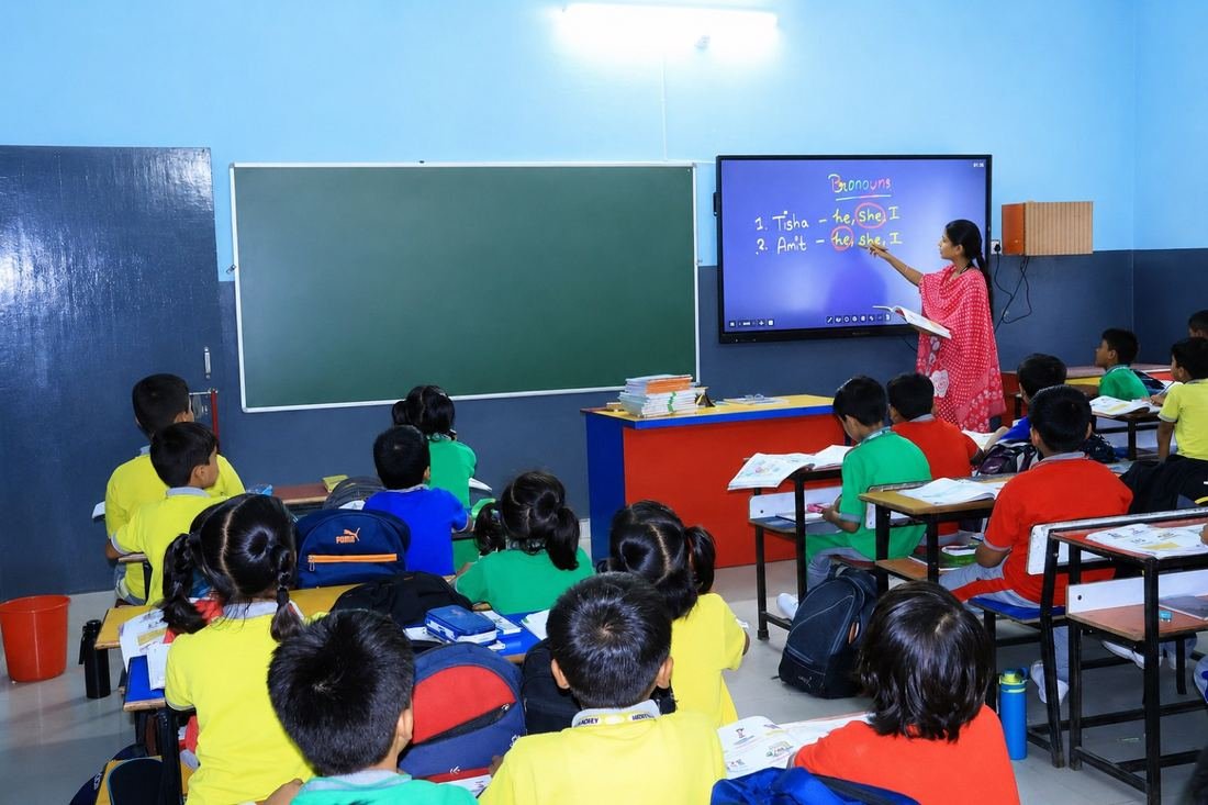 Classroom with a digital board at City Branch