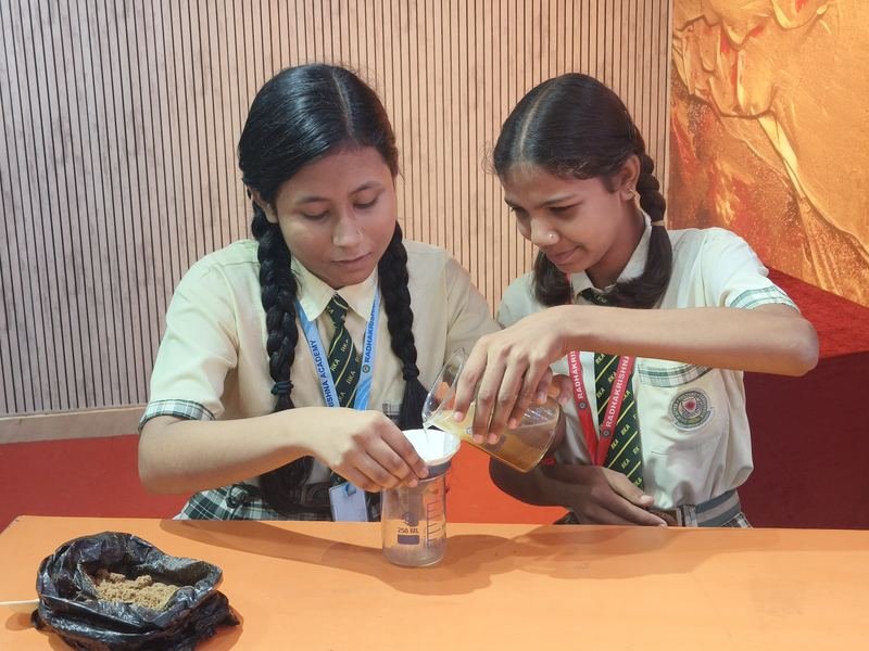 Students doing a chemistry practical
